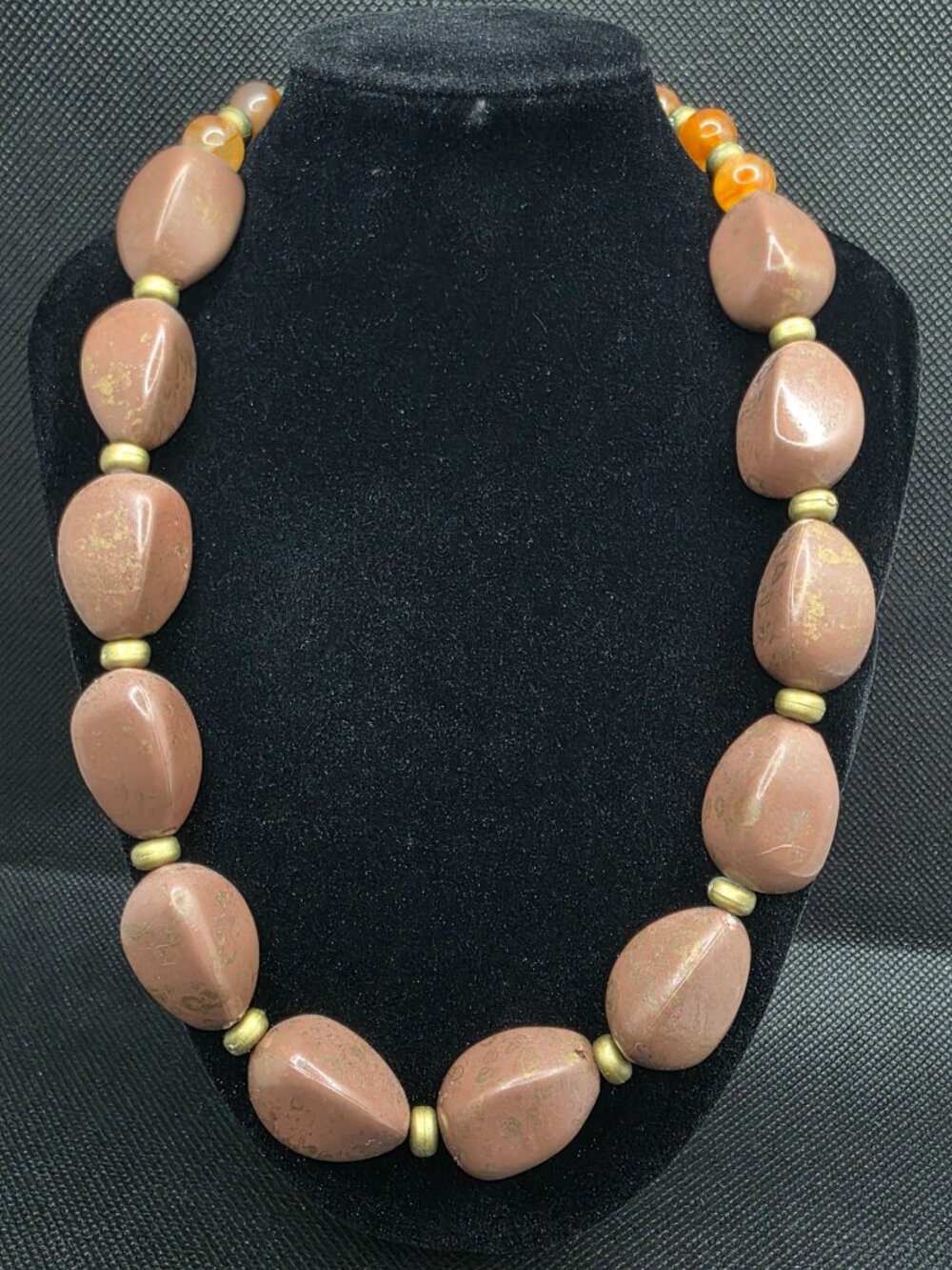 Vintage EsMor Mixed Material Statement Necklace 18-20" Molded Plastic Art Glass